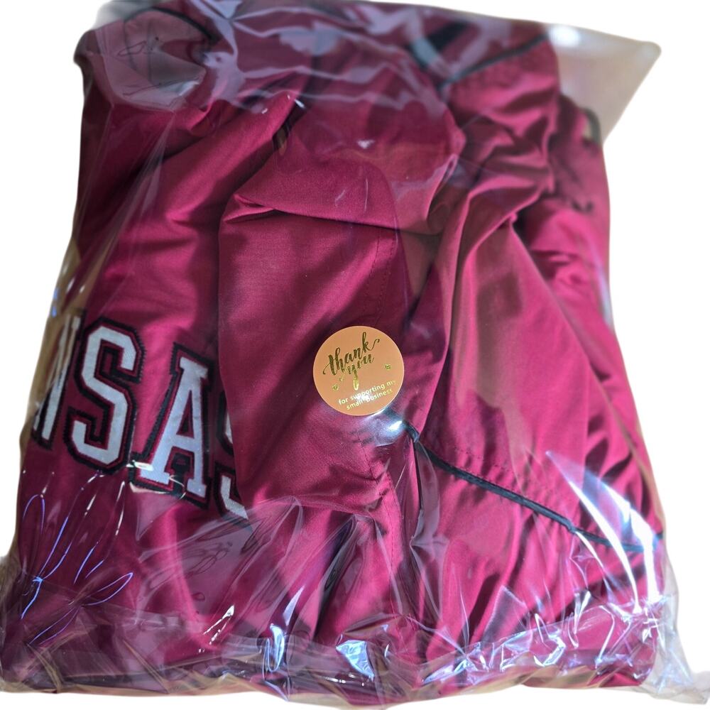 Vintage Arkansas Razorback Full Zip Puffer Jacket NCAA Crable Flannel Lined Med - Picture 9 of 9